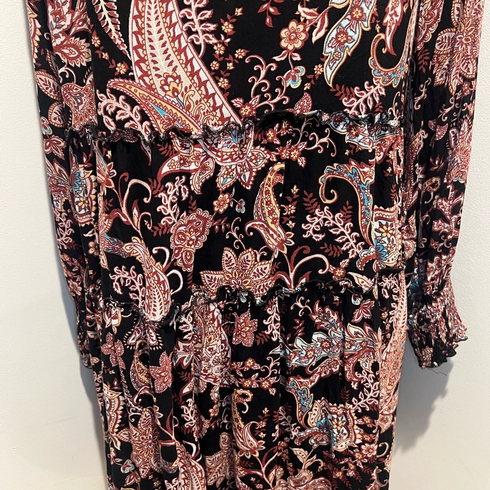 Anthropologie Black and Pink Paisley Long Sleeve Dress - Picture 7 of 7